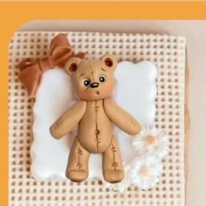 Sijiangmold Teddy Bear Silicone Fondant Mold 3D Stitched Bear Cake Topper White